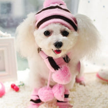 Load image into Gallery viewer, Striped Hat, Scarf and Socks Winter Pet  Accessories