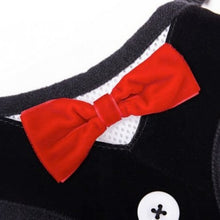 Load image into Gallery viewer, Harness Vest Tuxedo Pet Collar with Red Bow