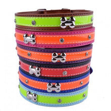 Load image into Gallery viewer, Crystal Studded Reflective Dog Leather Collar