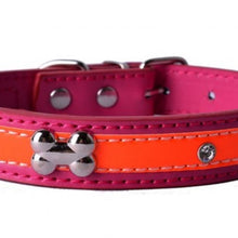 Load image into Gallery viewer, Crystal Studded Reflective Dog Leather Collar